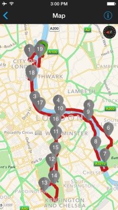 Map of 20 mile run