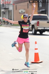 Around mile 18 or so, they took this picture. I did my best to do a fun jump. Clearly I have to practice this one!